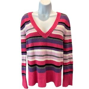 No‎ Boundaries Striped Sweater Pink Purple Black Juniors XL